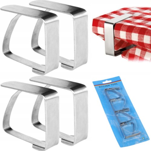 Klipsy, spinacze do obrusu 4 szt. srebrne