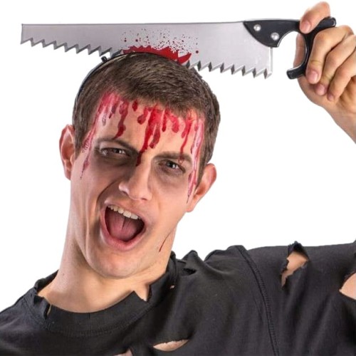 Opaska na Halloween Piła Ręczna w głowie Fotobudka