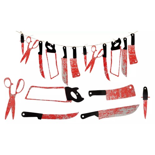 Girlanda dekoracyjna zakrwawione noże Halloween