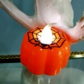 Lampka, świeczka Dynia LED z pajęczyną Halloween