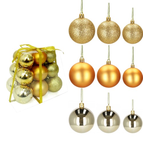 Bombki, ozdoby choinkowe komplet 18 szt. Złote