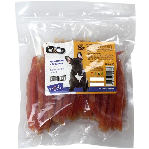 Przysmak psa miękkie paski kurczaka Hau&amp;Miau 500g