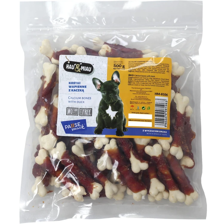 Przysmak psa kości wapienne z kaczką Hau&amp;Miau 500g