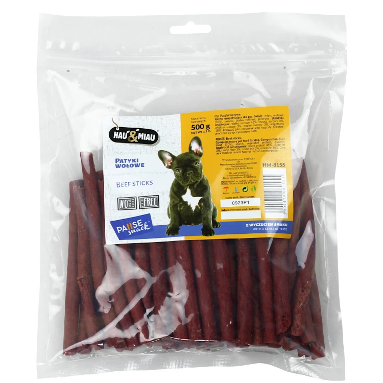 Przysmak psa miękkie patyki wołowe Hau&amp;Miau 500g