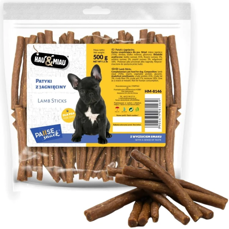 Przysmak psa miękkie patyki jagnięce Hau&amp;Miau 500g
