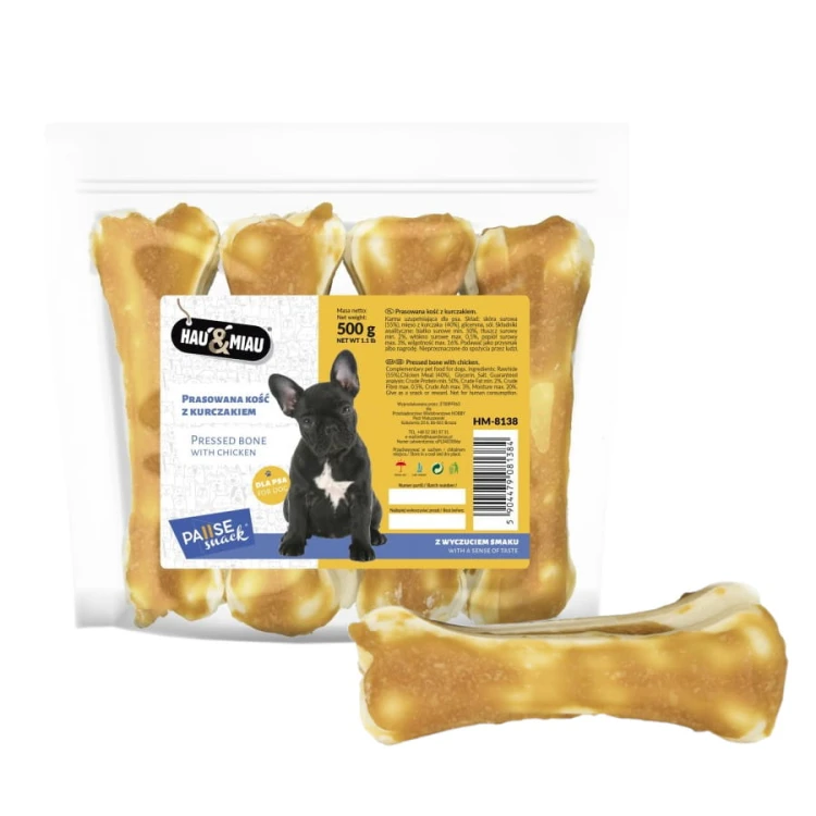 Przysmak psa prasowana kość kurczakiem HauMiau500g