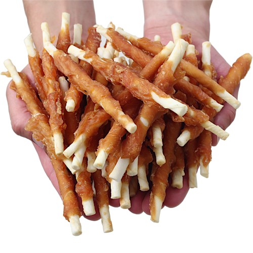 Przysmak psa patyki skóry kurczakiem HauMiau 500g