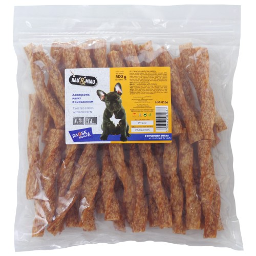 Przysmak psa zakręcone paski kurczaka HauMiau 500g