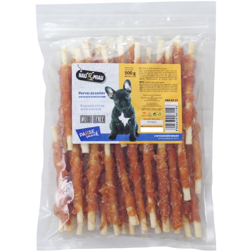 Przysmak psa patyki skóry kurczakiem HauMiau 500g
