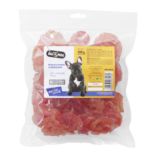 Przysmak psa miękkie krążki kurczaka Hau&amp;Miau 500g