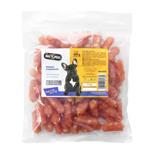 Przysmak psa serdelki z kurczakiem Hau&amp;Miau 500g