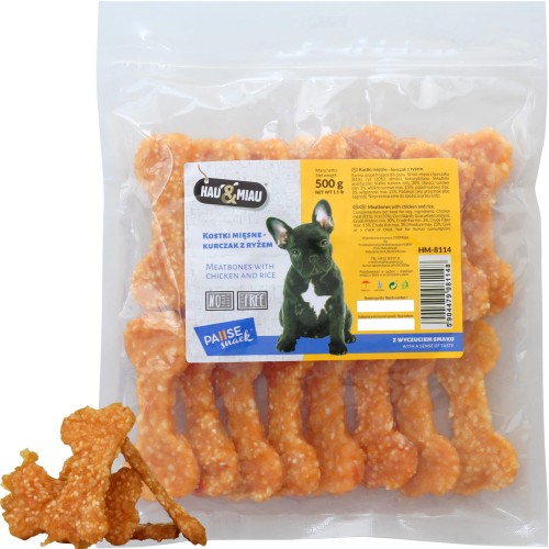 Przysmak dla psa miękkie kostki mięsne-kurczak z ryżem Hau&amp;Miau 500g