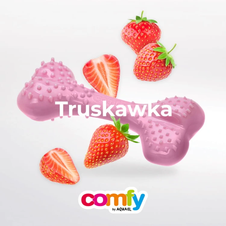 Zabawka, kość, gryzak dla psa, zapach Truskawka Comfy 16,5 cm L