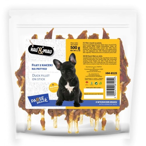 Przysmak, przekąska dla psa Filet z Kaczki na patyku Hau&amp;Miau 500g