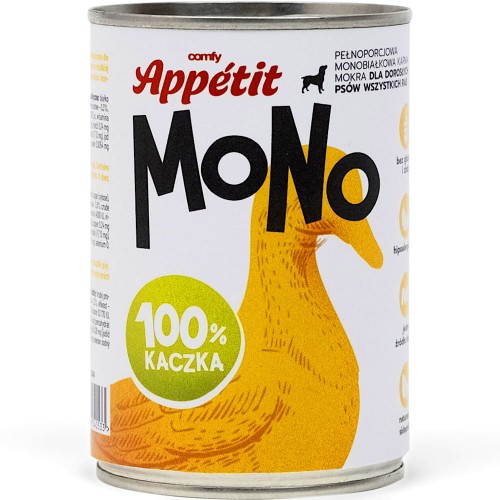 Comfy Appetit Mono Kaczka 100%, Karma mokra Monoproteinowa dla psa 400g
