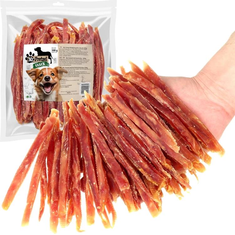 Przysmak, przekąska dla psa Miękkie Paski z Kaczki (92%) Mr.Pretzel 500g