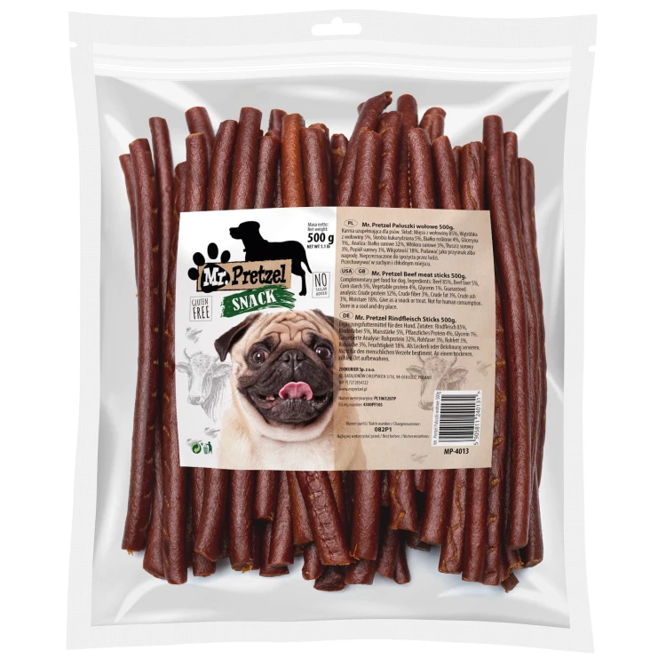 Przysmak, przekąska dla psa Miękkie Paluszki Wołowe (90%) Mr.Pretzel 500g