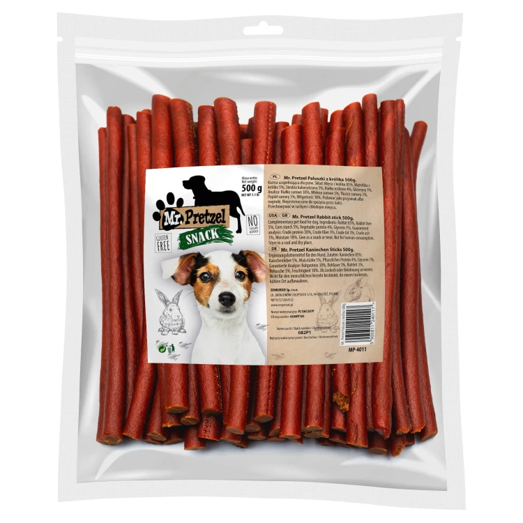 Przysmak, przekąska dla psa Miękkie Paluszki z Królika (90%) Mr.Pretzel 500g