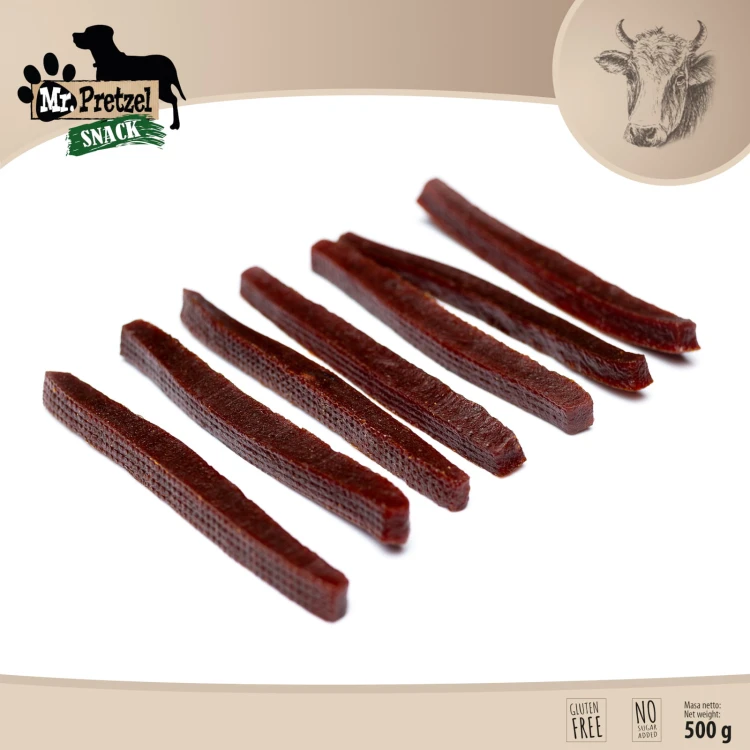 Przysmak, przekąska dla psa Miękkie Paski z Wołowiny (95%) Mr.Pretzel 500g
