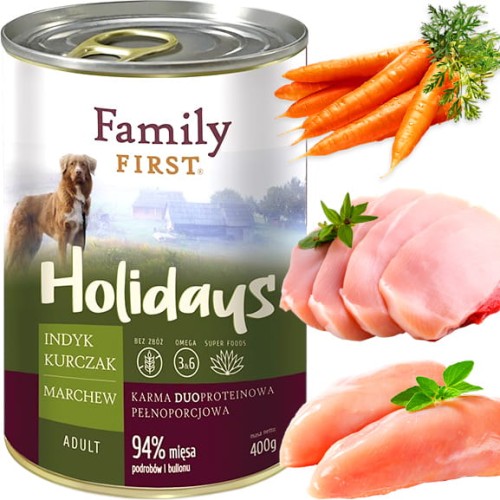 Family First Indyk + Kurczak Karma mokra Duoproteinowa dla psa 400g