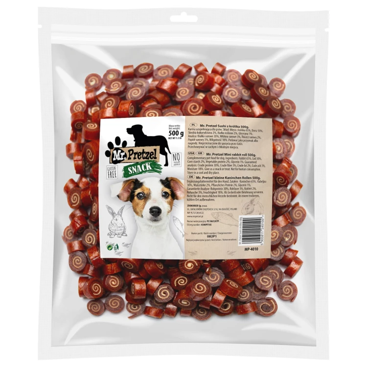 Przysmak, przekąska dla psa Sushi z Królika i Dorsza (95%) Mr.Pretzel 500g