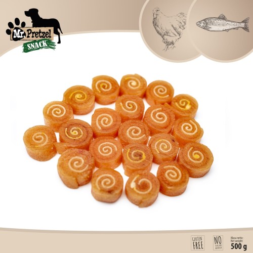 Przysmak, przekąska dla psa Sushi z Kurczaka i Dorsza (95%) Mr.Pretzel 500g