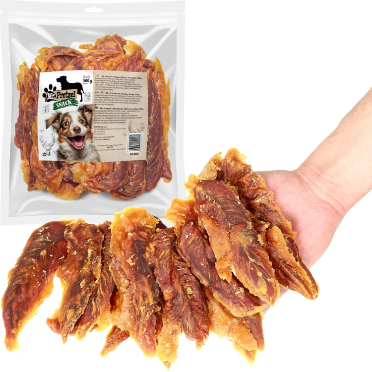 Przysmak, przekąska dla psa Suszone Filety z Kurczaka (92%) Mr.Pretzel 500g