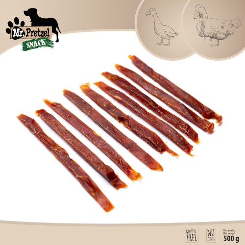 Przysmak, przekąska dla psa Suszone Paski z Kaczki (92%) Mr.Pretzel 500g