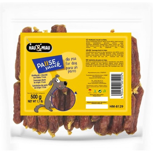 Przysmak, przekąska dla psa Miękkie Kiełbaski z Kaczki Hau&amp;Miau 500g