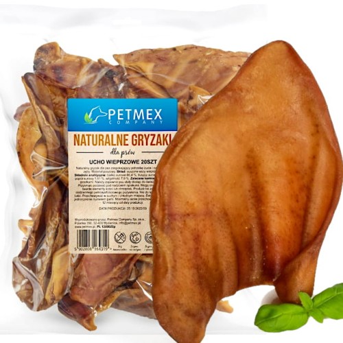 Przysmak, naturalny gryzak dla psa Ucho Wieprzowe Petmex 20 szt.