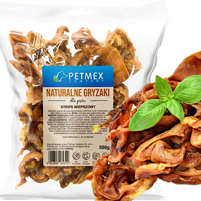 Przysmak, naturalny gryzak dla psa Strips Wieprzowy Suszony Petmex 500g