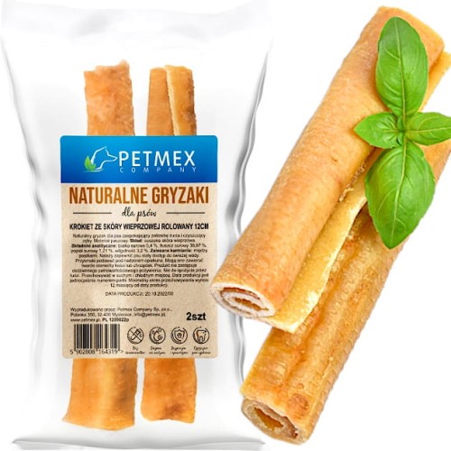 Przysmak naturalny gryzak psa Krokiet ze skóry wieprzowej Petmex 12cm, 2szt