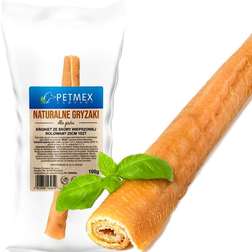 Przysmak naturalny gryzak psa Krokiet ze skóry wieprzowej Petmex 25cm, 1szt