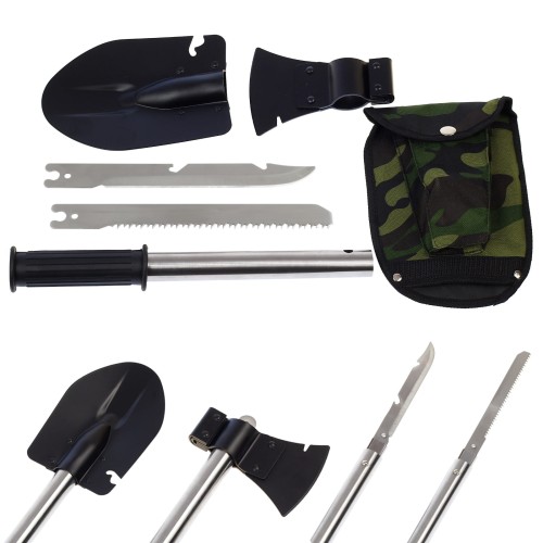 Multitool survival 8 funkcji - saperka (łopata), siekiera, nóż, piła