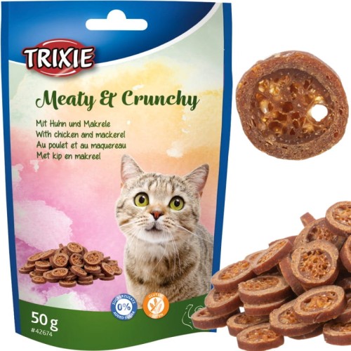 Przysmak dla kota Krążki z Kurczakiem i Makrelą Trixie Meaty&amp;Crunchy 50g