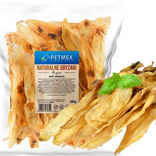 Przysmak naturalny gryzak dla psa Suszone Ucho, Uszy Królika Petmex 500 g