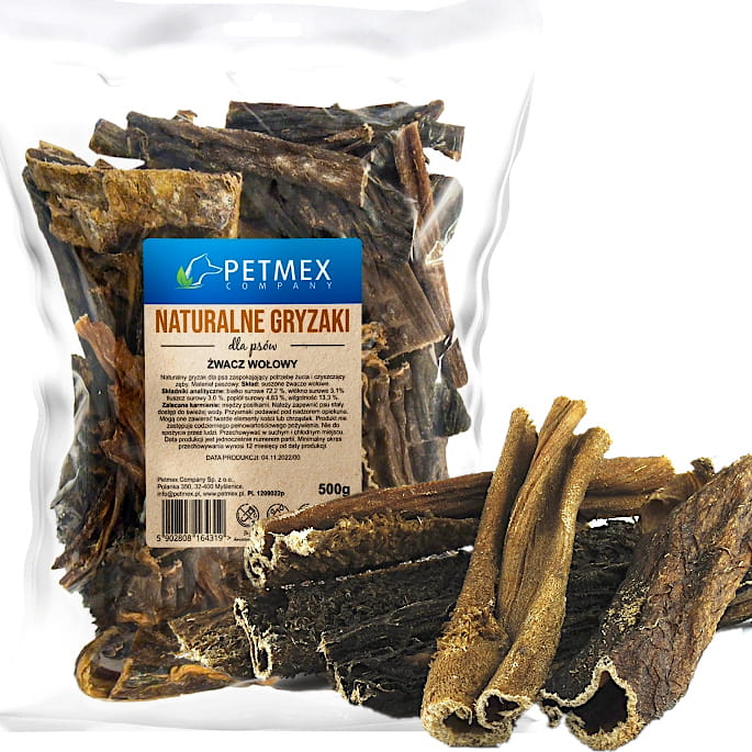 Przysmak naturalny gryzak dla psa Suszone Żwacze Wołowe Petmex 500 g