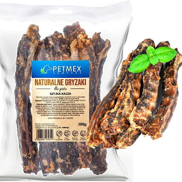 Przysmak naturalny gryzak dla psa Suszone Szyje, Szyjki Kacze Petmex 200 g