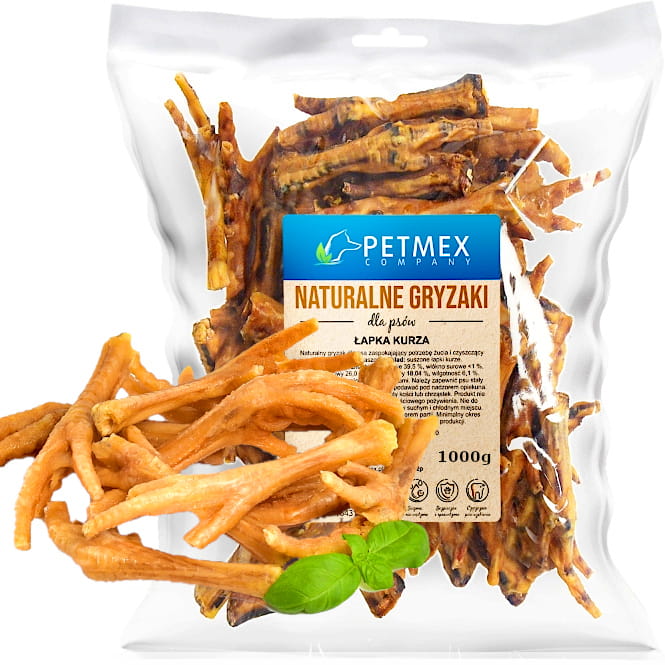 Przysmak naturalny gryzak dla psa Suszone Kurze Łapki, Nóżki Petmex 1 kg