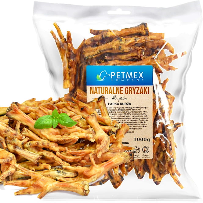 Przysmak naturalny gryzak dla psa Suszone Kurze Łapki, Nóżki Petmex 1 kg