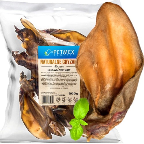 Przysmak, naturalny gryzak dla psa Ucho, Uszy Wołowe Petmex 10 szt.