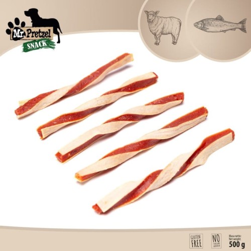 Przysmak, przekąska dla psa Kanapka z Jagnięciną i rybą Mr.Pretzel 500g
