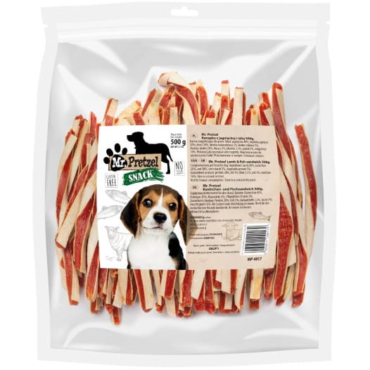 Przysmak, przekąska dla psa Kanapka z Jagnięciną i rybą Mr.Pretzel 500g