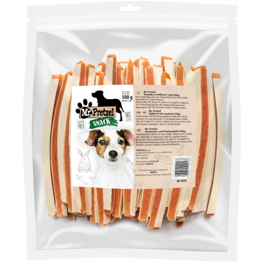 Przysmak, przekąska dla psa Kanapka z Królikiem i rybą Mr.Pretzel 500g