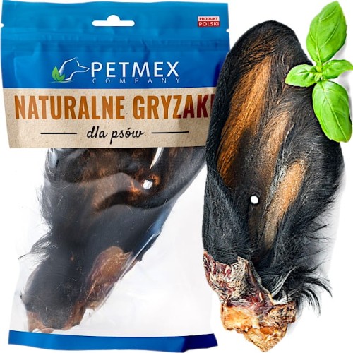 Przysmak, naturalny gryzak dla psa Ucho Wołowe z Futrem Petmex 1 szt.