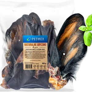 Przysmak, naturalny gryzak dla psa Ucho, Uszy Wołowe z Futrem Petmex 10 szt.