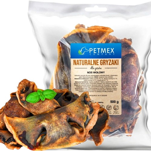 Przysmak, naturalny gryzak dla psa Nos, Nosy Wołowe Petmex 500g