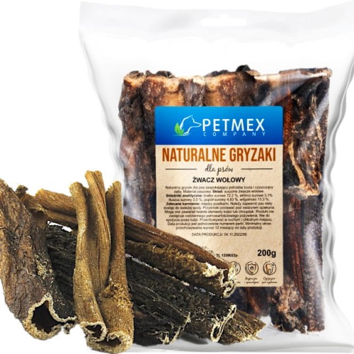 Przysmak naturalny gryzak dla psa Suszone Żwacze Wołowe Petmex 200g