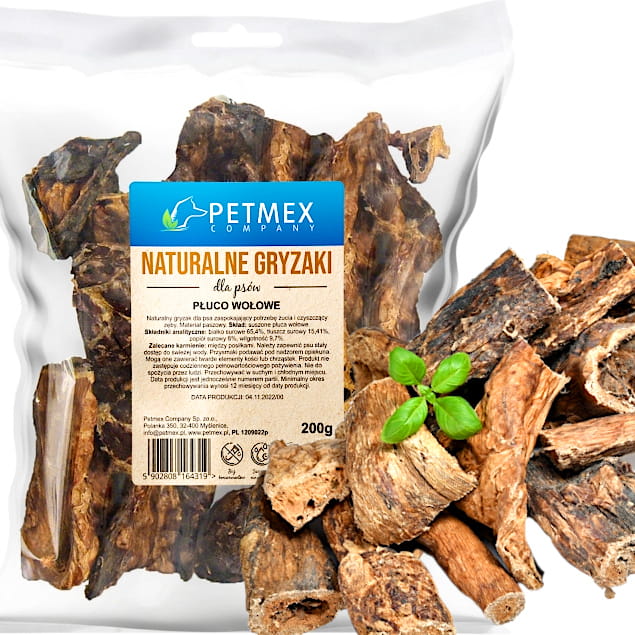 Przysmak, naturalny gryzak dla psa Płuco, Płuca Wołowe Petmex 200g