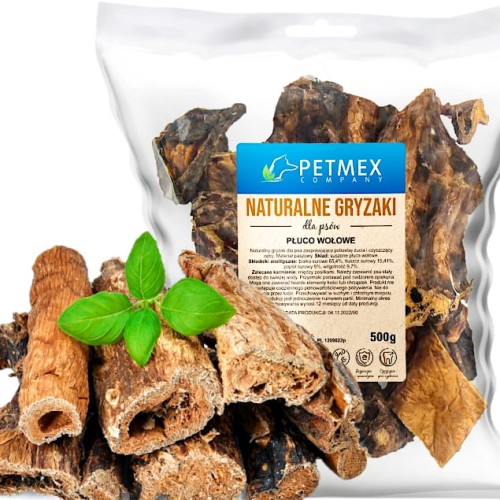 Przysmak, naturalny gryzak dla psa Płuco, Płuca Wołowe Petmex 500g